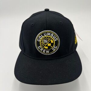 Adidas Columbus Crew SC MLS Snapback Hat Black Flat Bill Adjustable OSFA New